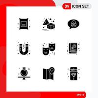 9 iconos creativos signos y símbolos modernos de cara de circo máscara de huevo imán elementos de diseño vectorial editables vector