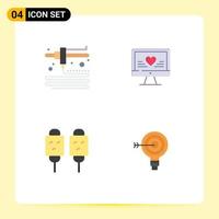 conjunto de 4 iconos de interfaz de usuario modernos símbolos signos para modelar elementos de diseño vectorial editables de objetivo de maíz de amor frito vector