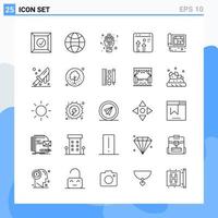 Modern 25 Line style icons Outline Symbols for general use Creative Line Icon Sign Isolated on White Background 25 Icons Pack Creative Black Icon vector background