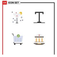 Set of 4 Vector Flat Icons on Grid for cocktail checkout margarita text school Editable Vector Design Elements