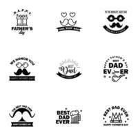 Happy fathers day 9 Black vintage retro type font Illustrator eps10 Editable Vector Design Elements