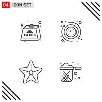 Pixle Perfect Set of 4 Line Icons Outline Icon Set for Webite Designing and Mobile Applications Interface Creative Black Icon vector background