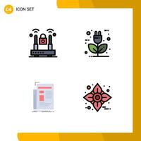 Set of 4 Modern UI Icons Symbols Signs for crime gazette protection eco news Editable Vector Design Elements