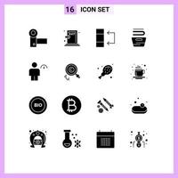 conjunto de 16 iconos de interfaz de usuario modernos signos de símbolos para elementos de diseño vectorial editables de tabla de ropa de fuego de mantenimiento de avatar vector