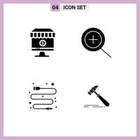 User Interface Pack of 4 Basic Solid Glyphs of shop usb e zoom construction Editable Vector Design Elements