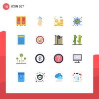 16 User Interface Flat Color Pack of modern Signs and Symbols of education setting bug up hacker coins Editable Pack of Creative Vector Design Elements