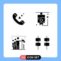 4 Solid Black Icon Pack Glyph Symbols for Mobile Apps isolated on white background 4 Icons Set Creative Black Icon vector background