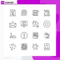 16 Outline concept for Websites Mobile and Apps party cake pin birthday safe Editable Vector Design Elements