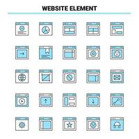 25 elementos del sitio web conjunto de iconos negros y azules diseño de iconos creativos y plantilla de logotipo fondo de vector de iconos negros creativos