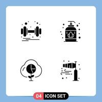 4 Thematic Vector Solid Glyphs and Editable Symbols of dumbbell economy health soap investment Editable Vector Design Elements