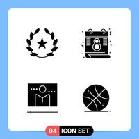 4 Solid Black Icon Pack Glyph Symbols for Mobile Apps isolated on white background 4 Icons Set Creative Black Icon vector background