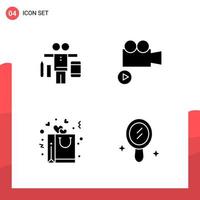 Pack of 4 Universal Glyph Icons for Print Media on White Background Creative Black Icon vector background