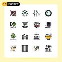 Set of 16 Modern UI Icons Symbols Signs for contact center tuning call household Editable Creative Vector Design Elements