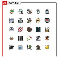 Editable Vector Line Pack of 25 Simple Filled line Flat Colors of processing human dmca critical gear Editable Vector Design Elements