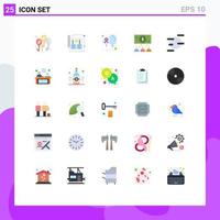 Pictogram Set of 25 Simple Flat Colors of space online balloons dollar world Editable Vector Design Elements