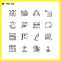 16 Icon Set Simple Line Symbols Outline Sign on White Background for Website Design Mobile Applications and Print Media Creative Black Icon vector background