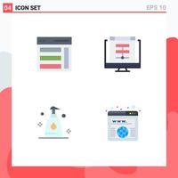 Pack of 4 Modern Flat Icons Signs and Symbols for Web Print Media such as communication sever sidebar data spray Editable Vector Design Elements