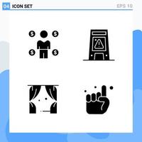 Modern 4 solid style icons Glyph Symbols for general use Creative Solid Icon Sign Isolated on White Background 4 Icons Pack Creative Black Icon vector background