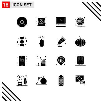 Paquete de glifos sólidos de 16 interfaces de usuario de signos y símbolos modernos de elementos de diseño vectorial editables de audio de carga de leprechaun de la interfaz cromosómica vector