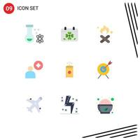 Set of 9 Vector Flat Colors on Grid for candle plus patricks add pollution Editable Vector Design Elements