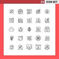 Pack of 25 creative Lines of guide vectors diesel target design Editable Vector Design Elements