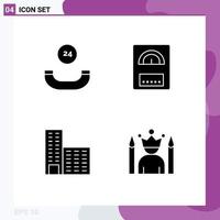 4 Universal Solid Glyph Signs Symbols of all time celebrity water architecture star Editable Vector Design Elements