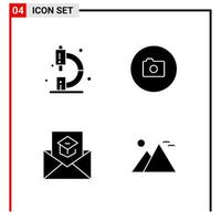 4 General Icons for website design print and mobile apps 4 Glyph Symbols Signs Isolated on White Background 4 Icon Pack Creative Black Icon vector background