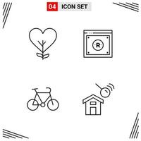 4 Icons Line Style Grid Based Creative Outline Symbols for Website Design Simple Line Icon Signs Isolated on White Background 4 Icon Set Creative Black Icon vector background