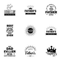 happy fathers day 9 Black text design Vector calligraphy Typography poster Usable as background Editable Vector Design Elements