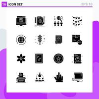 16 Creative Icons Modern Signs and Symbols of party celebrate feedback job team Editable Vector Design Elements