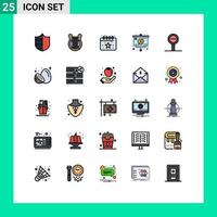 Set of 25 Modern UI Icons Symbols Signs for board chart nation strategy party Editable Vector Design Elements