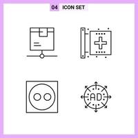 4 Icons in Line Style Outline Symbols on White Background Creative Vector Signs for Web mobile and Print Creative Black Icon vector background