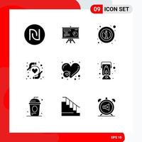 9 Universal Solid Glyph Signs Symbols of done report about heart protection health insurance Editable Vector Design Elements