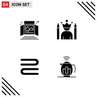 Modern Set of 4 Solid Glyphs and symbols such as ad winner print ad idol cleaning Editable Vector Design Elements