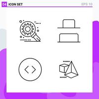 Set of 4 icons in Line style Creative Outline Symbols for Website Design and Mobile Apps Simple Line Icon Sign Isolated on White Background 4 Icons Creative Black Icon vector background