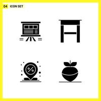 4 conjunto de iconos símbolos sólidos simples signo de glifo en fondo blanco para aplicaciones móviles de diseño de sitios web y medios impresos fondo de vector de icono negro creativo