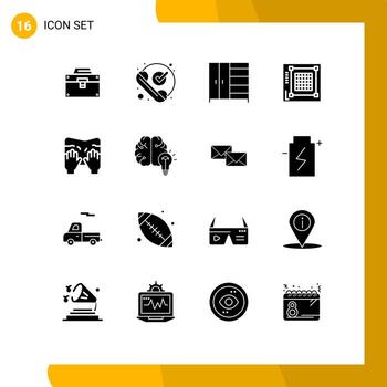 grupo de 16 signos y símbolos de glifos sólidos para el diseño del sitio web elementos de diseño de vectores editables de armario de cuadrícula telefónica