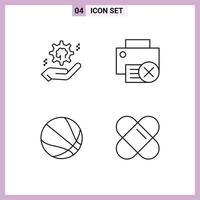 4 Creative Icons Modern Signs and Symbols of setting printer brain devices ball Editable Vector Design Elements