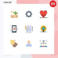 Universal Icon Symbols Group of 9 Modern Flat Colors of file code heart mobile shop commerce Editable Vector Design Elements