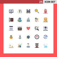 Pictogram Set of 25 Simple Flat Colors of child magnifier desk code search speaker Editable Vector Design Elements