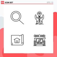 Collection of 4 Vector Icons in Line style Modern Outline Symbols for Web and Mobile Line Icon Sign Isolated on White Background 4 Icons Creative Black Icon vector background