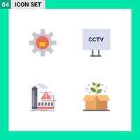 4 paquete de iconos planos de interfaz de usuario de signos y símbolos modernos de contaminación de engranajes compatibles con elementos de diseño vectorial editables de aire espía vector