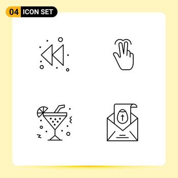 Modern Set of 4 Filledline Flat Colors and symbols such as arrow drink gestures touch beverage Editable Vector Design Elements