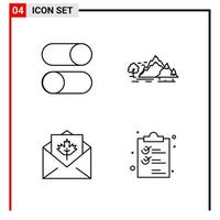 4 General Icons for website design print and mobile apps 4 Outline Symbols Signs Isolated on White Background 4 Icon Pack Creative Black Icon vector background