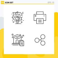 Mobile Interface Line Set of 4 Pictograms of board document basic user cryptocurrency Editable Vector Design Elements