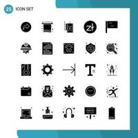 Vector Pack of 25 Glyph Symbols Solid Style Icon Set on White Background for Web and Mobile Creative Black Icon vector background