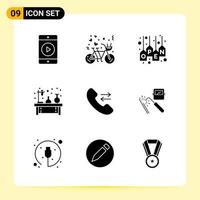 9 Creative Icons for Modern website design and responsive mobile apps 9 Glyph Symbols Signs on White Background 9 Icon Pack Creative Black Icon vector background