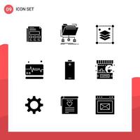 9 iconos creativos, signos y símbolos modernos de monitor de red de pulso eléctrico, elementos de diseño vectorial editables misceláneos vector