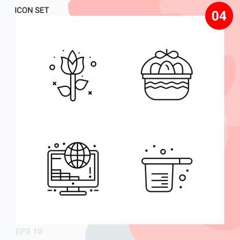 Vector Pack of 4 Icons in Line Style Creative Outline Pack isolated on White Background for Web and Mobile Creative Black Icon vector background