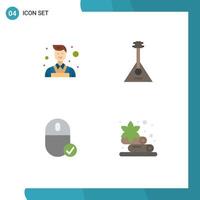 Pack of 4 creative Flat Icons of decorator connected audio music gadget Editable Vector Design Elements